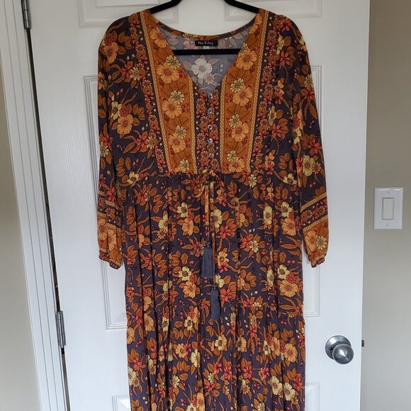 Mon & Jons Boho Style Floral One Size Maxi Dress - Picture 8 of 9